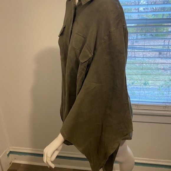 Lauren Ralp Lauren Linen Green button handkerchief sleeves, size 3X - Picture 2 of 4